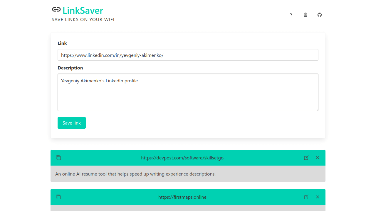 LinkSaver screenshot