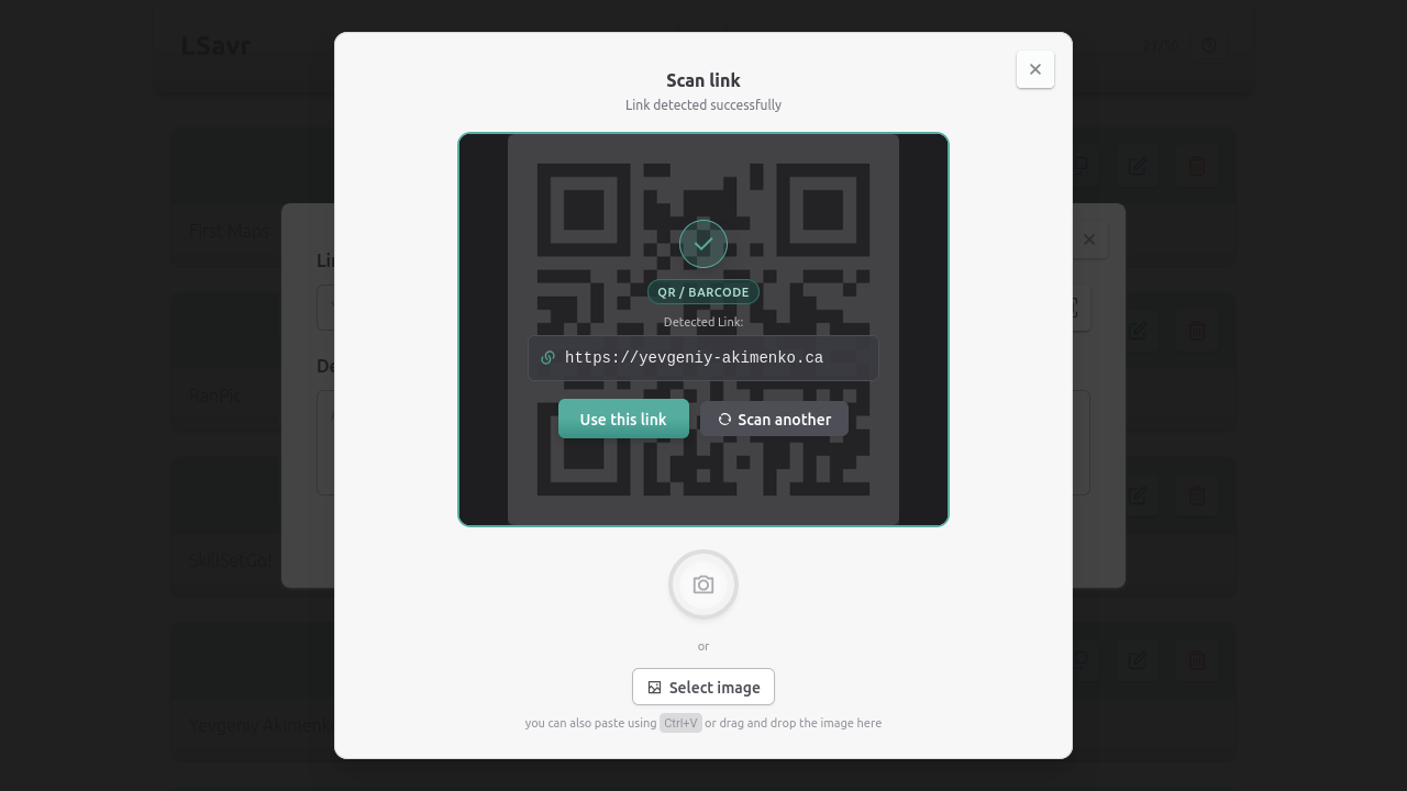 Adding a link through scanning feature